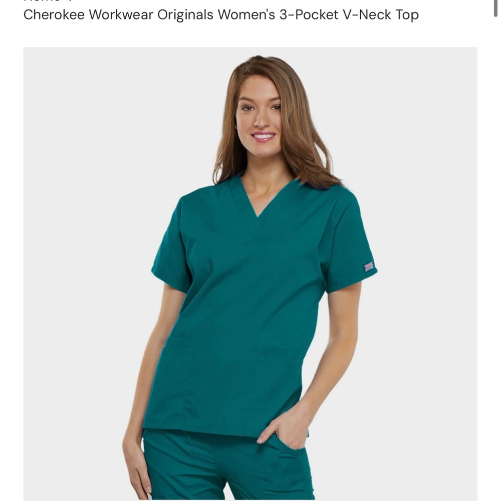Cherokee Workwear Originals 3-Pocket V-Neck Scrub Top NWT